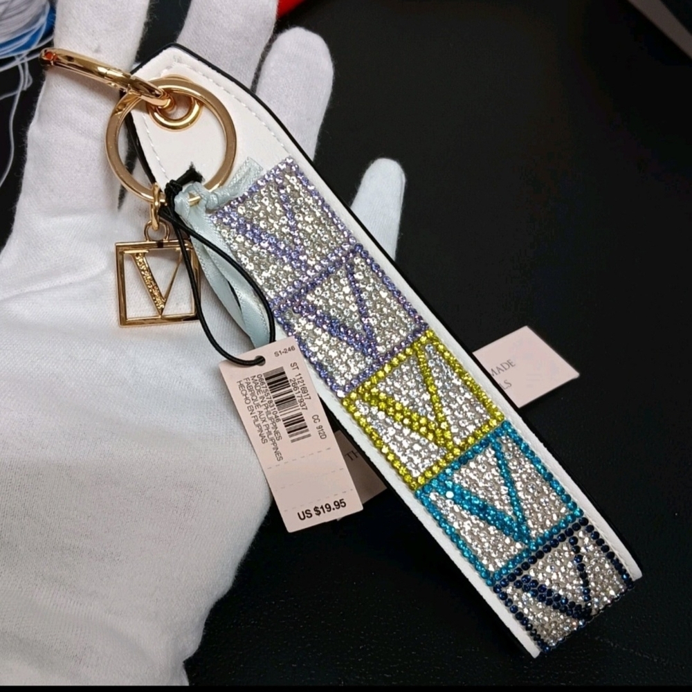Victoria's Secret V Monogram Keychain Strap Blinged Brand New With Tags Vs